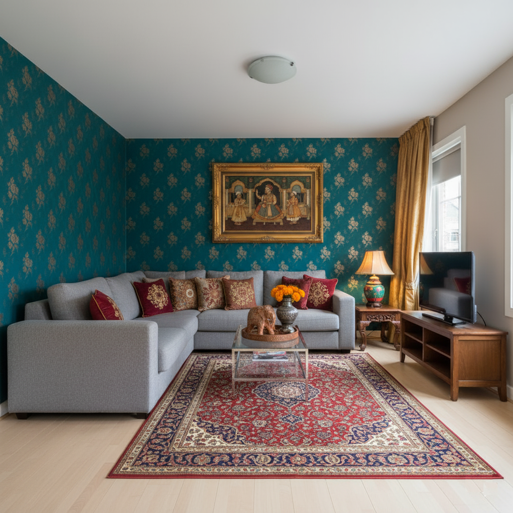 A simple transformation of drawing room with Indian decor elements